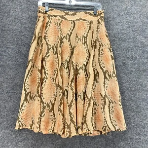 Attention Skirt Women M Medium Beige Animal Print A-Line Midi Lined Zipper - Picture 1 of 8