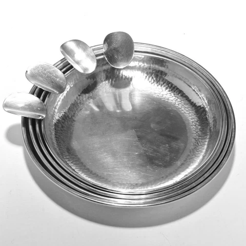 J F Fradley American Hammered Sterling Silver Cigarette Ashtray Nesting Set of 4 Cover