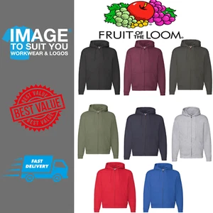 Fruit Of The Loom Premium Full Zip Hooded Sweatshirt Workwear Casual 62034 - Picture 1 of 7