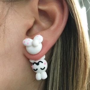 Bunny Earrings -- Clay Polymer Fun Animal Earrings - Picture 1 of 3