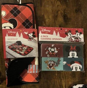 DISNEY NEU IM KARTON WEIHNACHTEN GESCHIRR TROCKENMATTE & 4ER-PACK PUTZSCHWÄMME MICKEY MOUSE KS - Bild 1 von 2