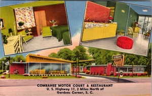 GARDENS CORNER SOUTH CAROLINA COMBAHEE MOTOR COURT RESTAURANT LINEN POSTCARD - Picture 1 of 2
