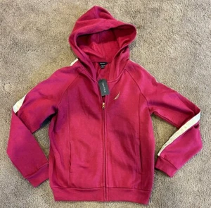 Nautica Fleece Full Zip Up Hoodie Dark Pink Girls Teen Sz XL 16 NWT - Picture 1 of 5