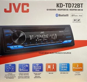 NEW JVC KD-TD72BT 1-DIN Car Stereo Receiver AM/FM/CD w/ Bluetooth - Picture 1 of 1