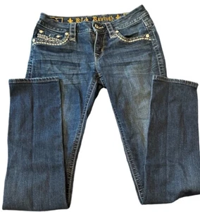 Pantalones de mezclilla para mujer Rock Revival 26 tiro medio ajustados (usados) excelente estado - Imagen 1 de 9