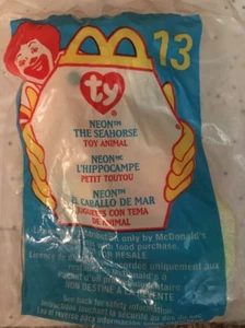TY McDonalds Teenie Beanie Baby NEON THE SEAHORSE #13 2000 Series NEW happy meal - Picture 1 of 2