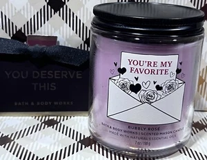 Bath And & Body Works Single Wick Candle YOU’RE MY FAVORITE Love Bubbly Rose LE - Picture 1 of 7