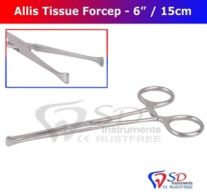 Allis Tissue Forceps 4 x 5 Dientes Quirúrgico Veterinario Piercing Utensilio Ru - Imagen 1 de 3