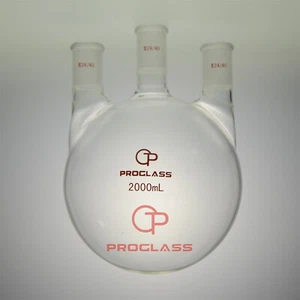 Lab Three Staight Necks Round Bottom Flask 2000mL 24/40,HAND BLOWERING - Picture 1 of 1