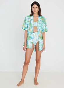 Faithfull The Brand Charlita Shirt Dress S 8 10 Gardone Floral Print Linen Mini - Picture 1 of 12
