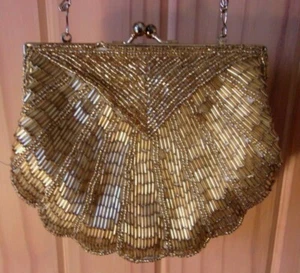 La Regale Ltd. Vintage Abend-Clutch Gold Perlen - Bild 1 von 6