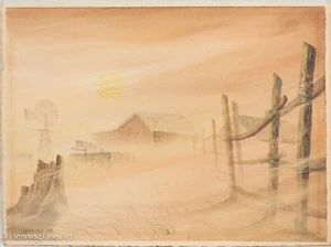 Beautiful Vintage Texas Landscape Painting by Griffiths Lubbock Texas Winds! 74" - Picture 1 of 7