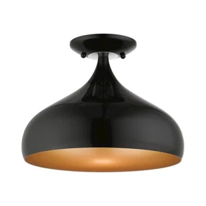 Livex Amador 1 Light Semi-Flush Mount, Black/Chrome/Aluminum/Gold - 41050-68 - Picture 1 of 1