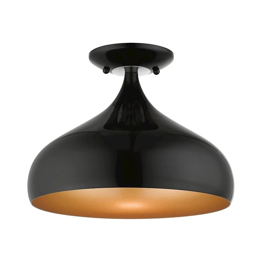 Livex Amador 1 Light Semi-Flush Mount, Black/Chrome/Aluminum/Gold - 41050-68 - Image 1 of 1