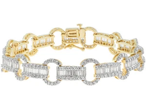 14K GOLD CLAD 16CTW BAGUETTE LAB CREATED S DIAMOND TENNIS BRACELET 7 IN + BONUS - Picture 1 of 1