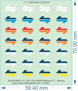 NSWR SRA-era 'L7' Logos - HO (1/87) N (1/160) - Water Decal - Picture 1 of 14