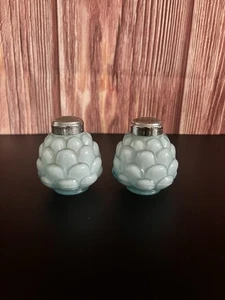 VINTAGE 3” Fenton Jaqueline Blue Opaline Salt & Pepper Shakers RARE! - Picture 1 of 4