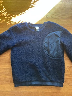 Acogedor pulóver Hanna Andersson imitación piel de oveja cuello redondo azul marino niños talla 12 Foto 1 de 3