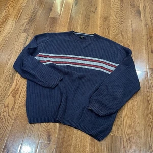 Maglione pullover girocollo J Crew vintage uomo taglia L cotone maglia grossa righe - Foto 1 di 7