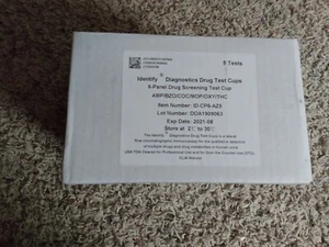 Identify Diagnostics Drug Test Cups 5 pack 6 panel AMP OXY THC BZO COC MOP - Picture 1 of 4