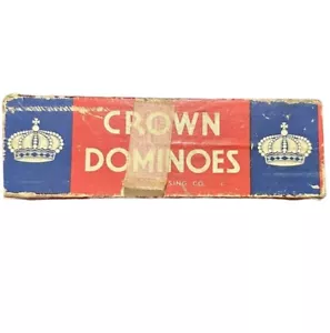 Vintage Crown Dominoes The Embossing Co. Albany N.Y. USA Black White - Picture 1 of 10
