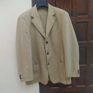 Balmain Mens Stretch Jacket Beige Blazer Cotton Large 3 Button Size 52-L - Picture 1 of 24