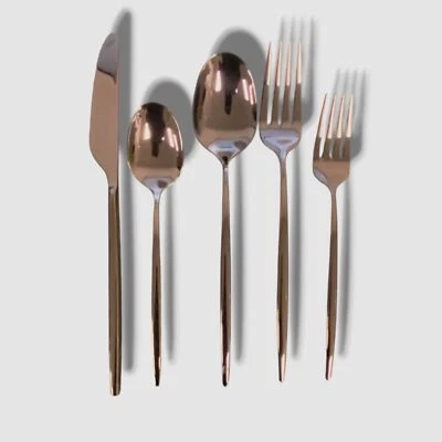 Juego de utensilios de cubiertos de 17 piezas con espejo de cobre Cambridge Brown Gaze Foto 1 de 4