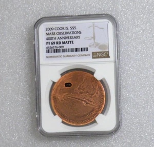 2009 Cook Islands $5- MARS METEORITE, NGC PF69 RD MATTE Silver Coin/AWARD WINNER - Picture 1 of 4