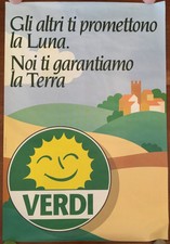 manifesto POSTER,ANNI 90 NOI GARANTIAMO LA TERRA VERDI PARTITO POLITICA SOLE