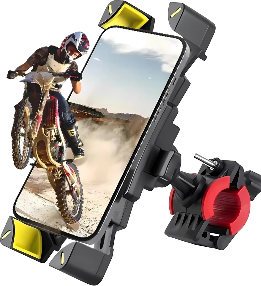 Motorcycle Phone Mount 1s Auto Lock 100mph Military Anti-Shake Holder 360° - Image 1 of 4