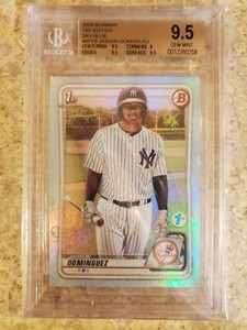 2020 Bowman 1st Edition #BFE8 Jasson Dominguez Sky Blue Foil BGS 9.5 RC GEM MINT
