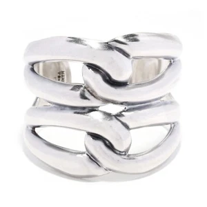 Knot Design Cuff Bracelet, Sterling Silver, Length 6.25 Inches, Wide Silver Cuff - Picture 1 of 6