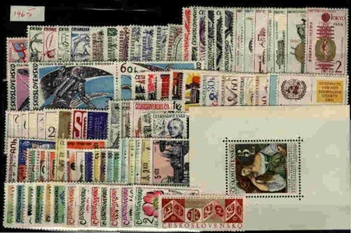 Czechoslovakia 1965 MNH Complete Year set   87 Stamps + 1 Souvenir sheets - Image 1 of 1