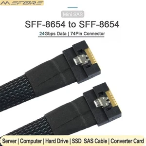 PCI-E Slimline SAS Gen4.0 SFF-8654 8i 74Pin to SFF-8654 8X Server SAS Data Cable - Picture 1 of 8