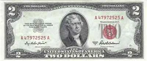 $2 1953-A red seal. Small Legal Tender Note 1510 - Picture 1 of 2