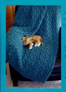 COZY WARM LEAFY LACE AFGHAN to KNIT with BULKY WEIGHT YARN by FIBER TRENDS - Picture 1 of 1
