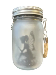 2 Pack Hanging Fairy Solar Lantern Glass Jar Outdoor Table Light Frosted Glass R - Picture 1 of 7