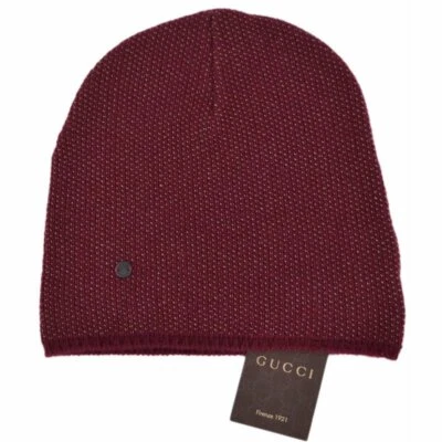 NWT NEW Gucci men women burgundy or blue wool cashmere beanie hat L 352350 - Image 1 of 4
