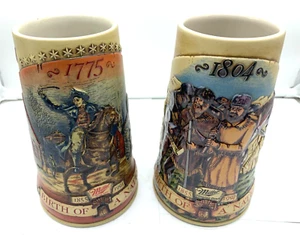 Set Of 2 Miller High Life Beer Steins Birth of a Nation - 1st & 4th in Series - Picture 1 of 3