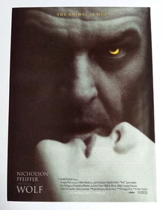 1994 Wolf Jack Nicholson Michelle Pfeiffer Movie Promo Magazine Cut Print Ad - Picture 1 of 2