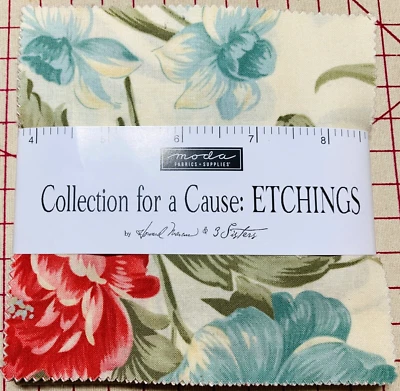 Moda FABRICS Civil War Repro 1800s ETCHNGS Howard Marcus Charm Pack 42 SQUARES - Image 1 of 2
