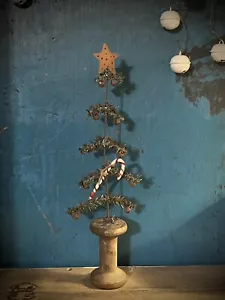 Grubby PriMiTiVe Christmas Tree Old Wood Spool Sewing Decor Folk Art GP - Picture 1 of 21