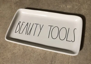 RAE DUNN Beauty Tools LARGE LETTER Makeup Brush TRAY ORGANISER Porcelain New 9” - Picture 1 of 5