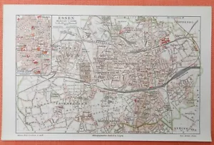 ESSEN Burg Platz Krupp Altendorf historischer Stadtplan 1904 City Map - Bild 1 von 1