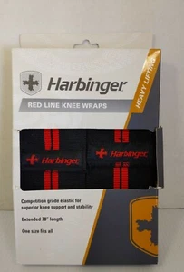 Harbinger Red Line Weightlifting Knee Wraps Competition Grade Extended 78" Long - Picture 1 of 3