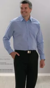 Benchmark Mens Fine Chambray Blue Long Sleeve Corporate Casual Office Shirt - Picture 1 of 4