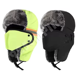 Men Women's Black Russian Hat Waterproof Winter Trapper Fur Ushanka - Picture 1 of 8