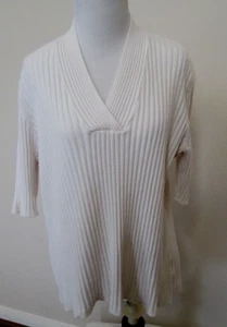 George White V Neck short sleeve women Stretch Knit Top XL 16-18 Sweater Shirt - Picture 1 of 4