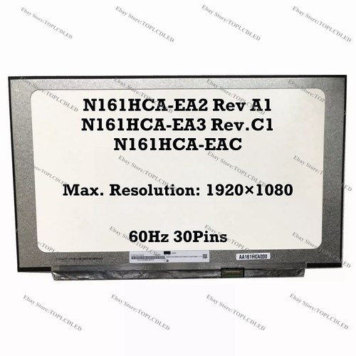 N161HCA-EA3 16.1 inch LED Full HD IPS Laptop Screen, 30-pin eDP, New, Matte
