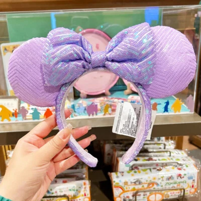 Disney* Parks lridescent Purple Lavender Sequin Minnie Mickey Ears Headband US - Image 1 of 4